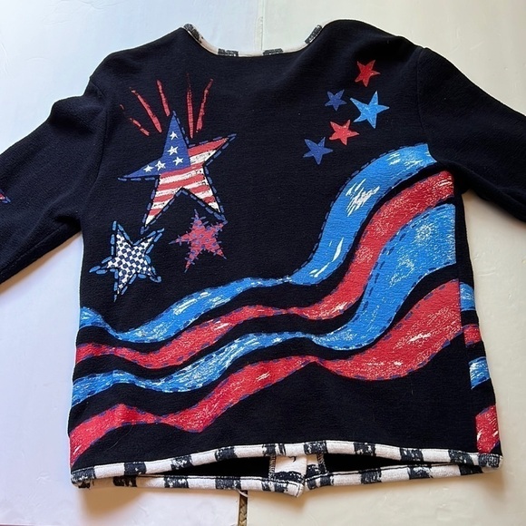 Onque Casuals wearable art Patriotic Sweater July 4th Size Medium - Picture 7 of 8